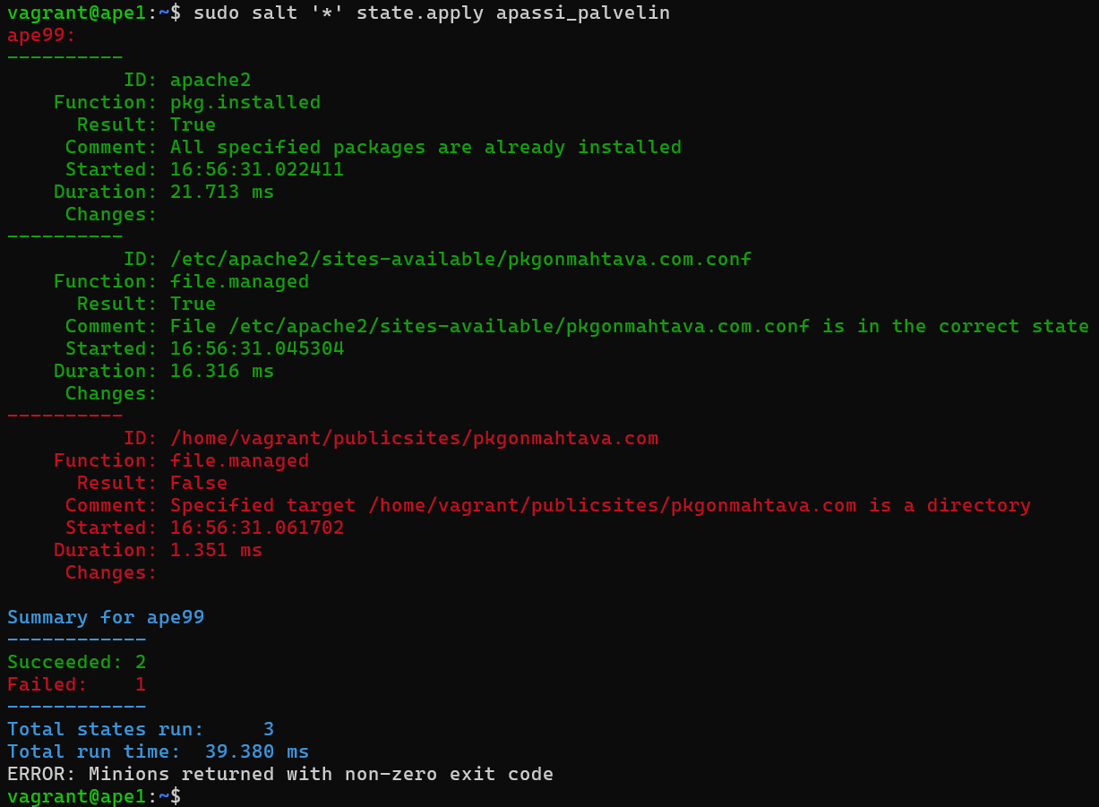 Virheilmoitus moduulin ajamisesta