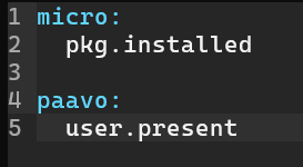 Package- ja user-tilafunktiot moduulin tiedostossa