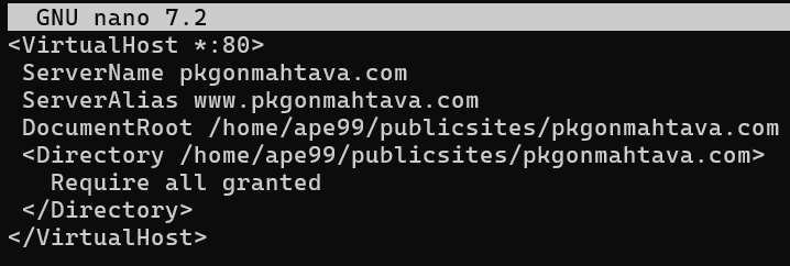 Konfigurointitiedosto verkkosivulle