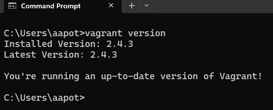 Vagrantin asennuksen varmistus