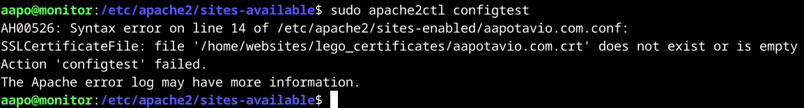 epäonnistunut testi