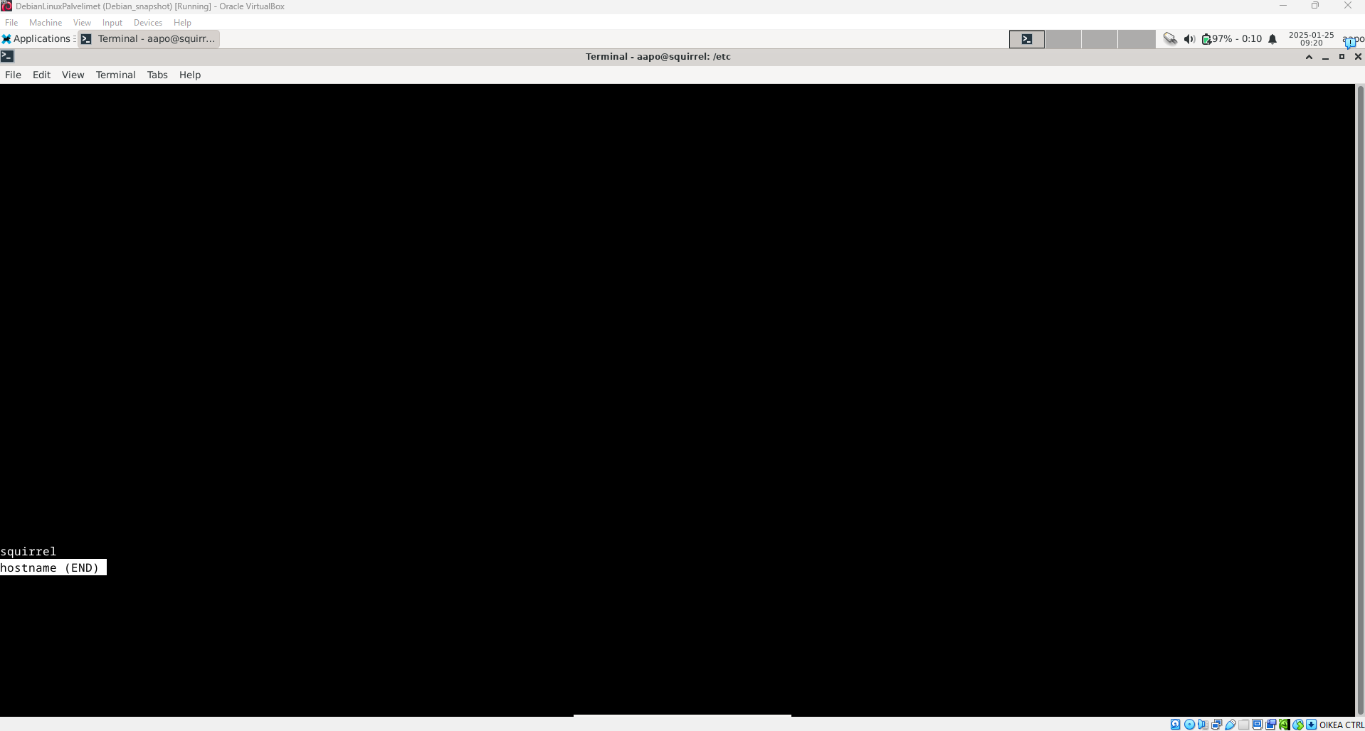 Kuva hostname tiedostosta