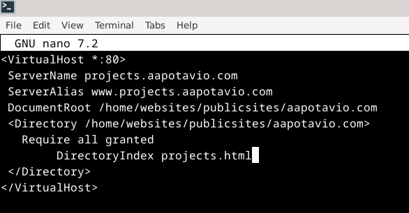 Projects konfigurointitiedoston muokkaaminen